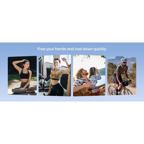 JISULIFE 100 Speeds Portable Neck Fan Bladeless Wearable Cooling Fan 5000mAh LED - Picture 3 of 15